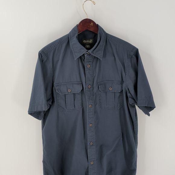 Eddie Bauer Other - Eddie Bauer Short Sleeve Workwear Utility Cotton Button Up Shirt Navy Blue M